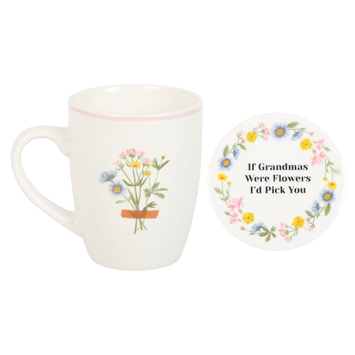 If Grandmas Were Flowers Floral Mug & Coaster Set