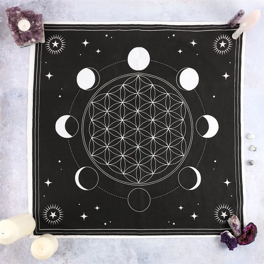 Moon Phase Crystal Grid Altar Cloth