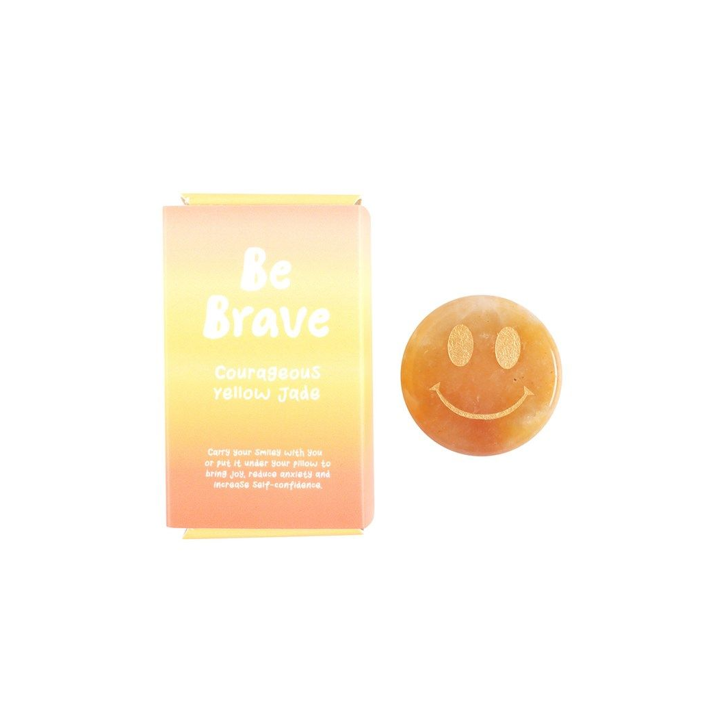 Be Brave Yellow Jade Happy Face Crystal