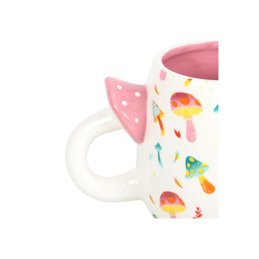 Funky Fungi Print Mug with Mushroom Handle